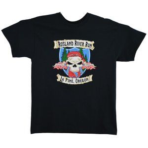 ROSELAND RIVER RUN OREGON T SHIRT LARGE L Short Sleeve Skull Biker Moto NWOT